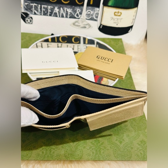 GUCCI OFF THE GRID Nylon Bifold Wallet Unisex Navy Blue/Beige - Picture 4 of 15